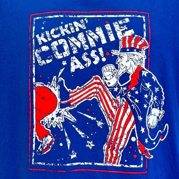 Grunt Style - Uncle Sam Kicking In Patriotic Colors Short Sleeve T Shirt XL - Picture 3 of 11